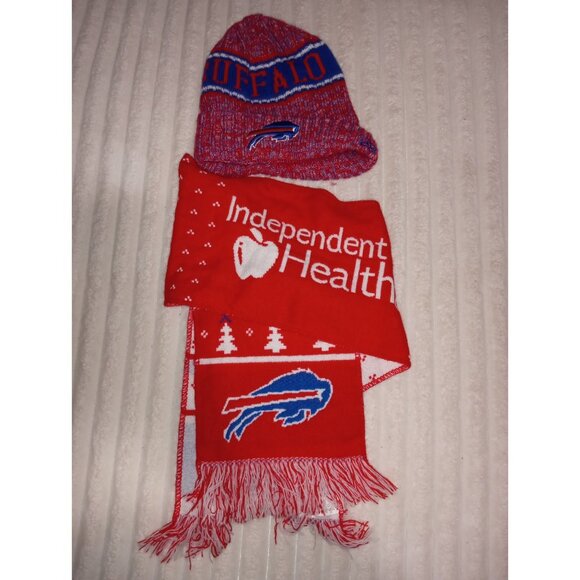 NFL Buffalo Bills Football Hat and Scarf Unisex Winter Fan Gear - Picture 1 of 7